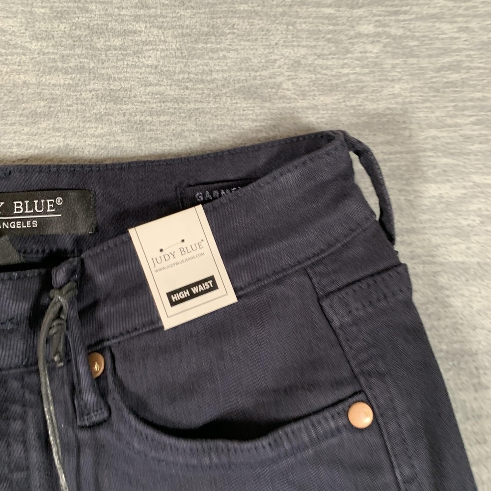 Judy Blue Vineyard Date Jeans Womens 1/25 Navy High Waist Wide Leg Crop Stretch - Picture 4 of 16